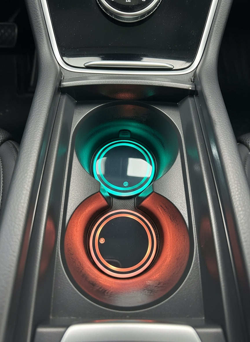 LED Car Cup Holder Lights & USB Starlight Projector – Interior Ambient Lighting Kit for Cars
