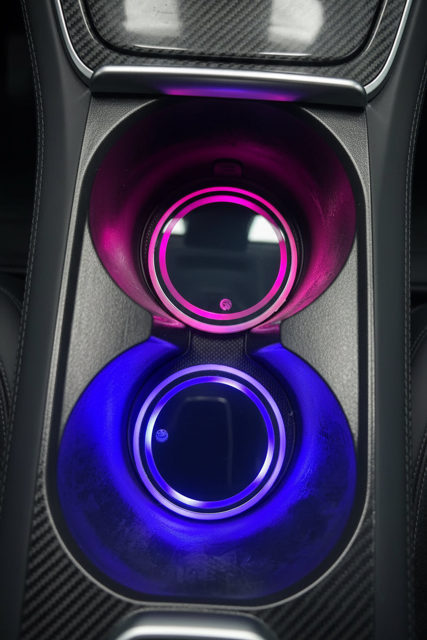 LED Car Cup Holder Lights & USB Starlight Projector – Interior Ambient Lighting Kit for Cars